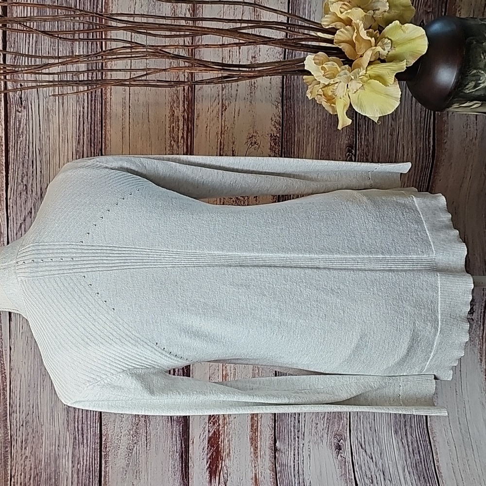 NEW RETROLOGY HEATHER GRAY LONG SLEEVE OPEN FRONT GROMMET CARDIGAN - Picture 6 of 16